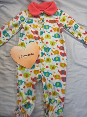 Baby Mode - Colorful Fleece Onesie Sleeper with Elephant Print